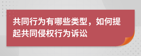 共同行为有哪些类型，如何提起共同侵权行为诉讼