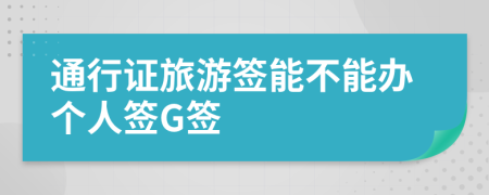 通行证旅游签能不能办个人签G签