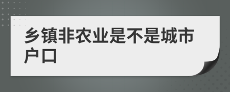 乡镇非农业是不是城市户口