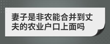 妻子是非农能合并到丈夫的农业户口上面吗