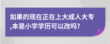 如果的现在正在上大成人大专,本是小学学历可以改吗?