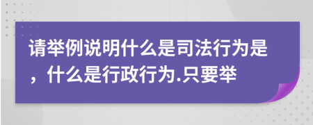 请举例说明什么是司法行为是，什么是行政行为.只要举