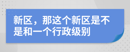 新区，那这个新区是不是和一个行政级别
