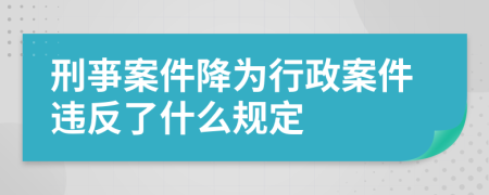 刑亊案件降为行政案件违反了什么规定