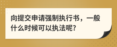 向提交申请强制执行书，一般什么时候可以执法呢?