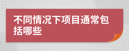 不同情况下项目通常包括哪些