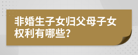 非婚生子女归父母子女权利有哪些？