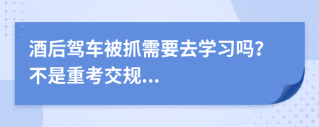 酒后驾车被抓需要去学习吗？不是重考交规...