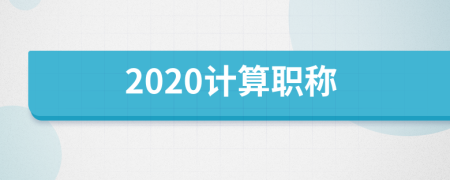 2020计算职称