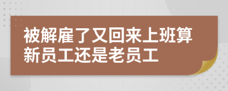 被解雇了又回来上班算新员工还是老员工