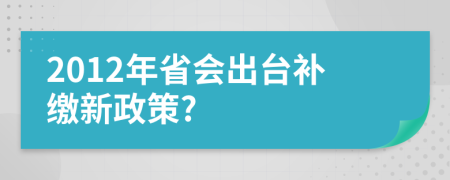 2012年省会出台补缴新政策?