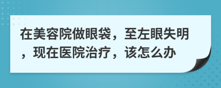 在美容院做眼袋，至左眼失明，现在医院治疗，该怎么办