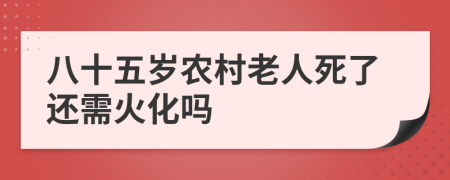 八十五岁农村老人死了还需火化吗