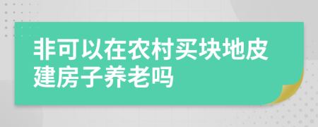 非可以在农村买块地皮建房子养老吗