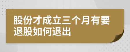 股份才成立三个月有要退股如何退出