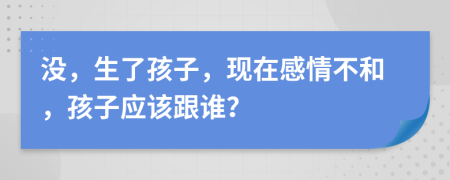 没，生了孩子，现在感情不和，孩子应该跟谁？