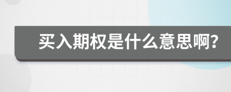 买入期权是什么意思啊？