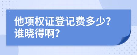 他项权证登记费多少？谁晓得啊？