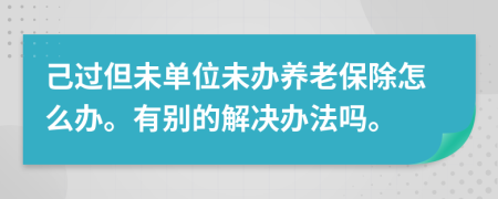 己过但未单位未办养老保除怎么办。有别的解决办法吗。