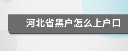 河北省黑户怎么上户口