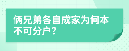 俩兄弟各自成家为何本不可分户？