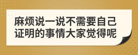 麻烦说一说不需要自己证明的事情大家觉得呢