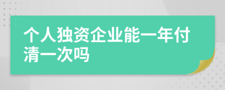 个人独资企业能一年付清一次吗