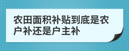 农田面积补贴到底是农户补还是户主补