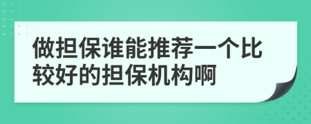 做担保谁能推荐一个比较好的担保机构啊