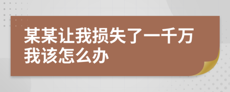 某某让我损失了一千万我该怎么办