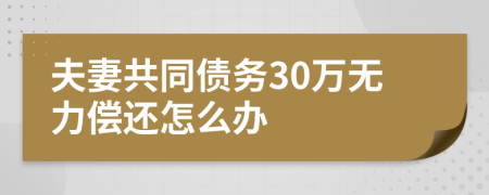 夫妻共同债务30万无力偿还怎么办