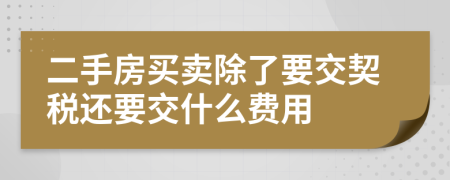 二手房买卖除了要交契税还要交什么费用