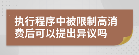 执行程序中被限制高消费后可以提出异议吗