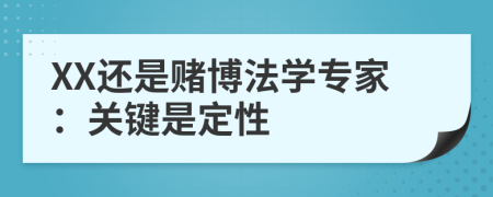 XX还是赌博法学专家：关键是定性