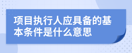 项目执行人应具备的基本条件是什么意思