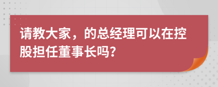 请教大家，的总经理可以在控股担任董事长吗？