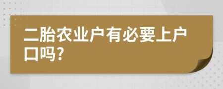 二胎农业户有必要上户口吗?