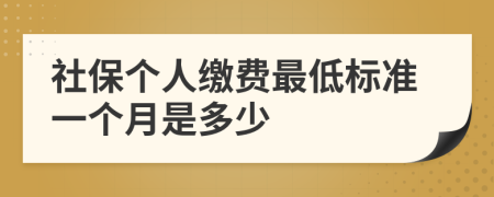 社保个人缴费最低标准一个月是多少