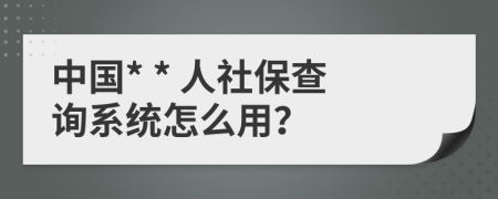 中国* * 人社保查询系统怎么用？