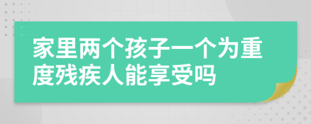 家里两个孩子一个为重度残疾人能享受吗