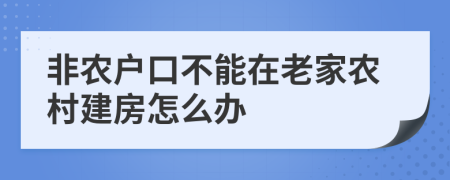 非农户口不能在老家农村建房怎么办