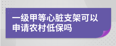 一级甲等心脏支架可以申请农村低保吗