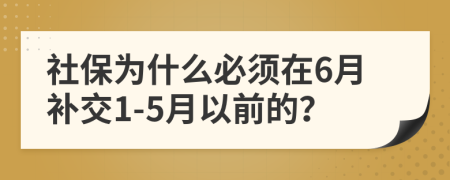 社保为什么必须在6月补交1-5月以前的？