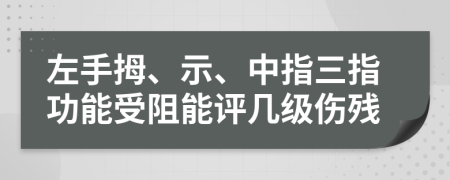 左手拇、示、中指三指功能受阻能评几级伤残