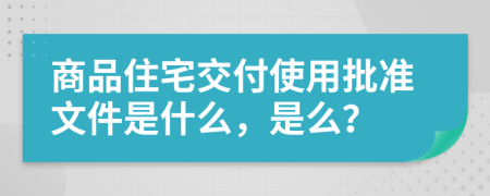 商品住宅交付使用批准文件是什么，是么？