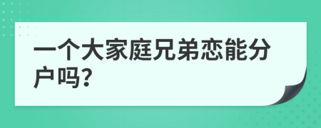 一个大家庭兄弟恋能分户吗？