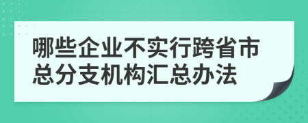 哪些企业不实行跨省市总分支机构汇总办法