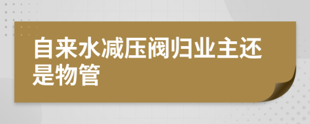 自来水减压阀归业主还是物管