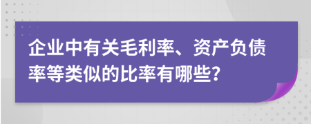 企业中有关毛利率、资产负债率等类似的比率有哪些？