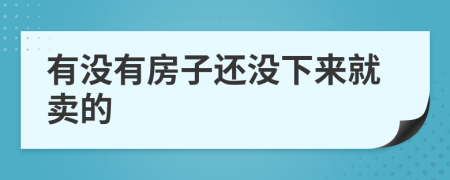 有没有房子还没下来就卖的